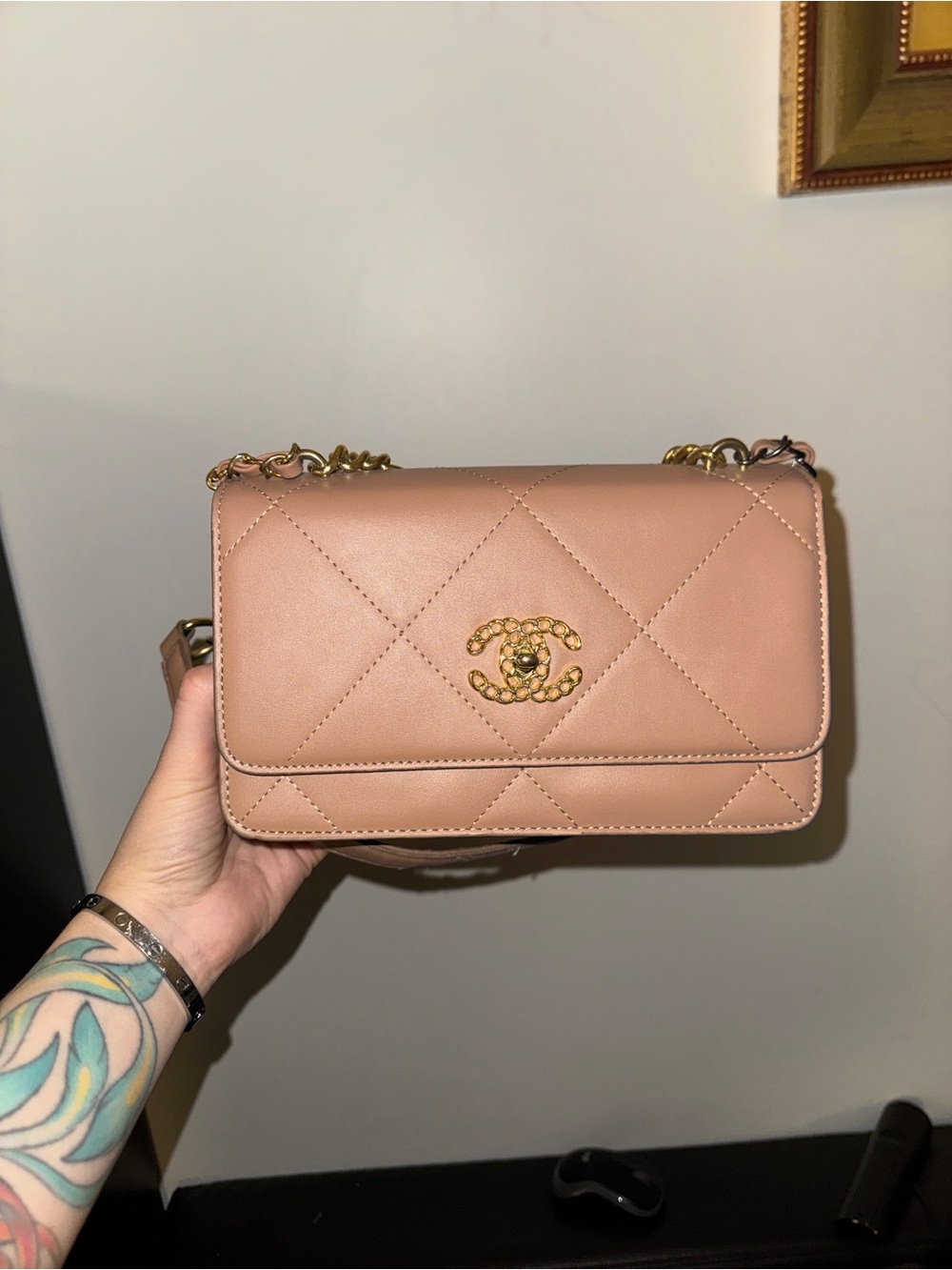 Vegan Leather Crossbody Bag - Nude Pink with Gold Hardware